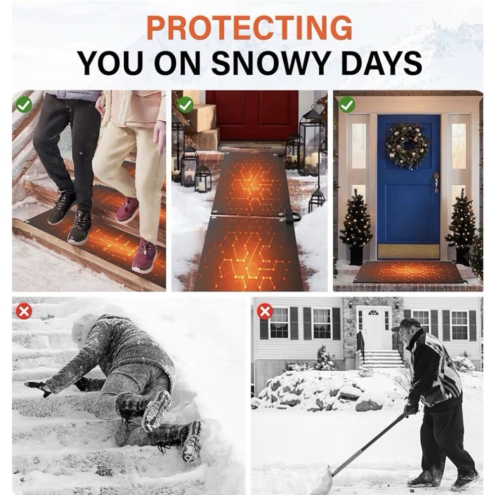 10x30 Heated Snow Melting Mat Outdoor Walkway Step Ice Melt Pad Waterproof - Picture 8 of 10